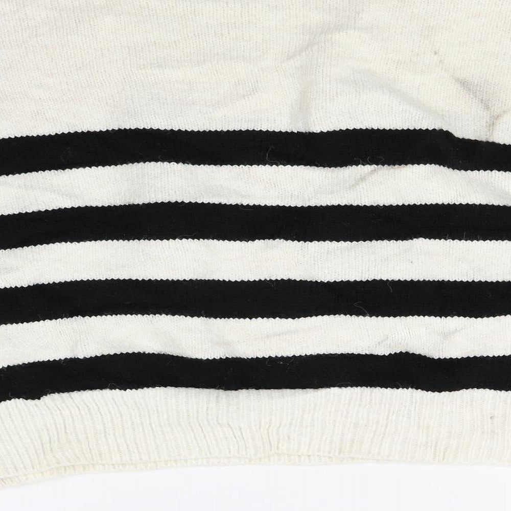 Primark Womens White Striped Knit Pullover Jumper Size M