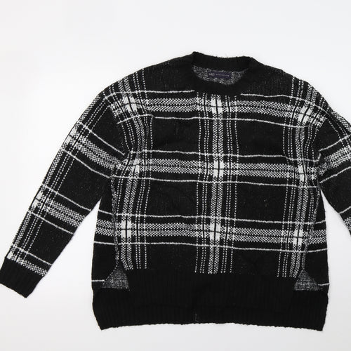Marks and Spencer Womens Black Check  Pullover Jumper Size M