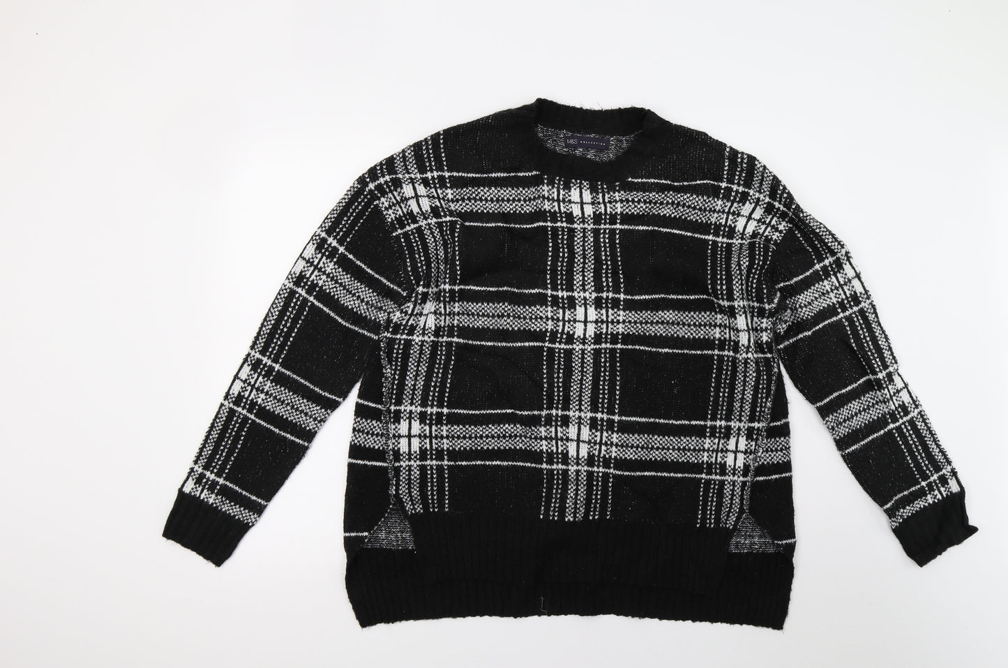 Marks and Spencer Womens Black Check  Pullover Jumper Size M