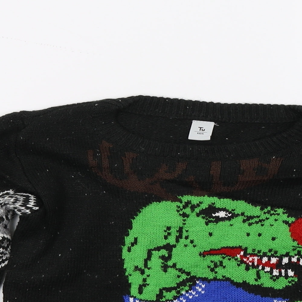 TU Boys Black   Pullover Jumper Size 6 Years  - DINOSAUR