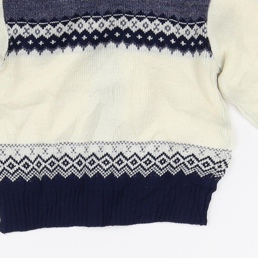 Preworn Boys White  Knit Cardigan Jumper Size 3-4 Years