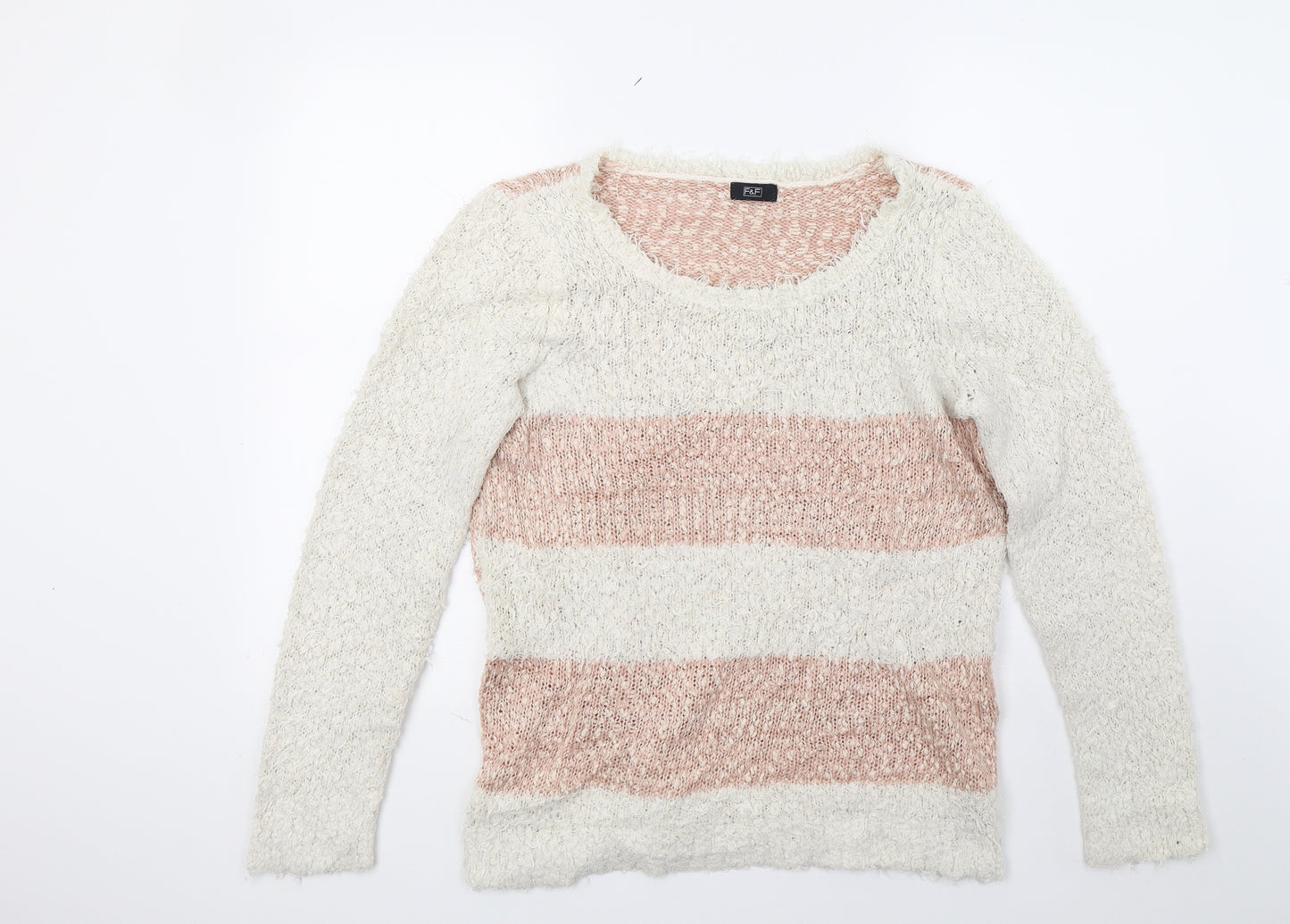 F&F Womens White  Knit Pullover Jumper Size 14