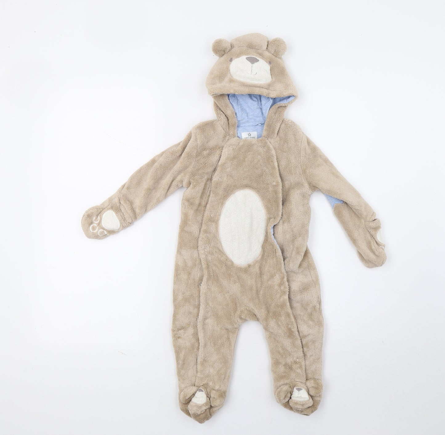 NEXT Baby Brown  Fleece Babygrow One-Piece Size 6-9 Months  - Bear