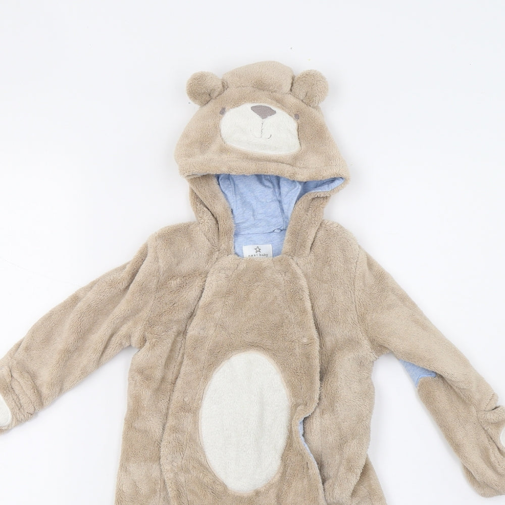 NEXT Baby Brown  Fleece Babygrow One-Piece Size 6-9 Months  - Bear