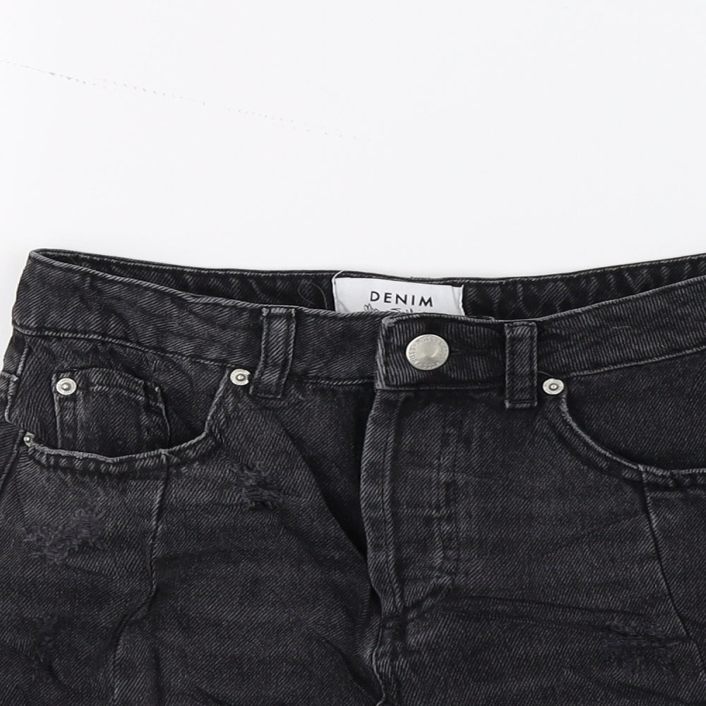 Miss Selfridge Womens Black  Denim A-Line Skirt Size 6
