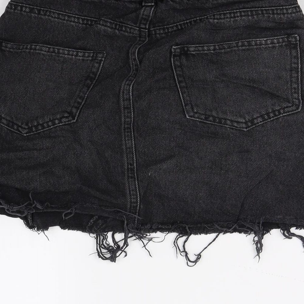 Miss Selfridge Womens Black  Denim A-Line Skirt Size 6