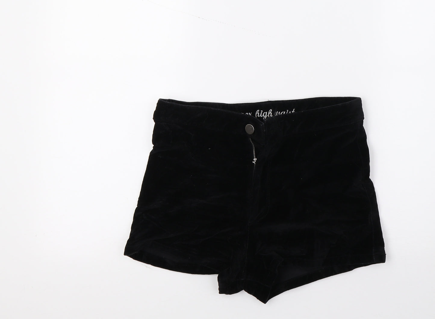 Primark Womens Black  Velour Hot Pants Shorts Size 12
