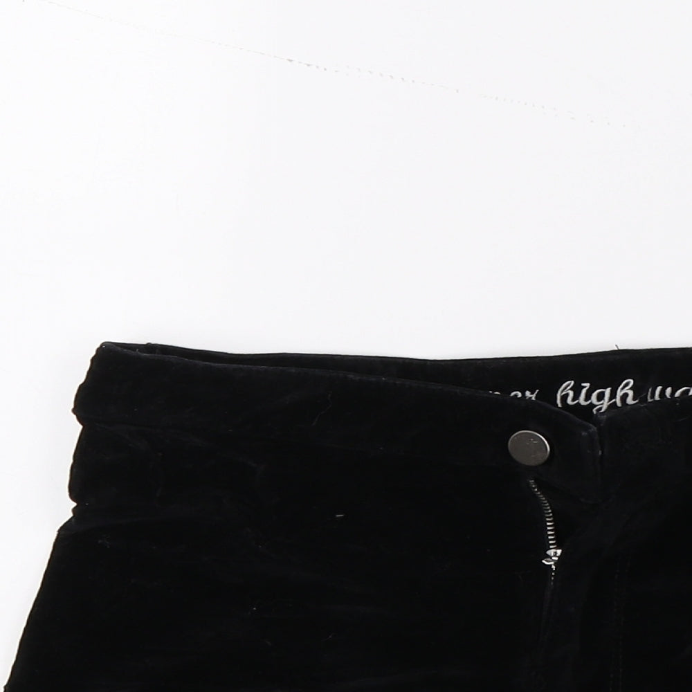 Primark Womens Black  Velour Hot Pants Shorts Size 12