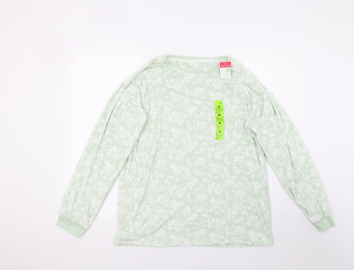 Primark Womens Green Floral Fleece Top Pyjama Top Size M
