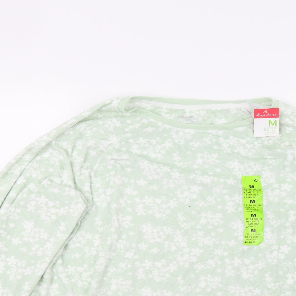 Primark Womens Green Floral Fleece Top Pyjama Top Size M