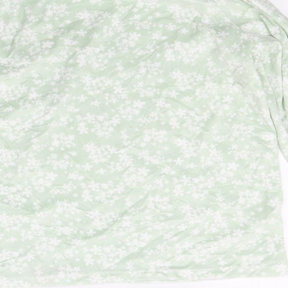Primark Womens Green Floral Fleece Top Pyjama Top Size M