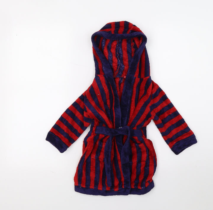 Mini Club Boys Red Striped Fleece  Gown Size 2 Years