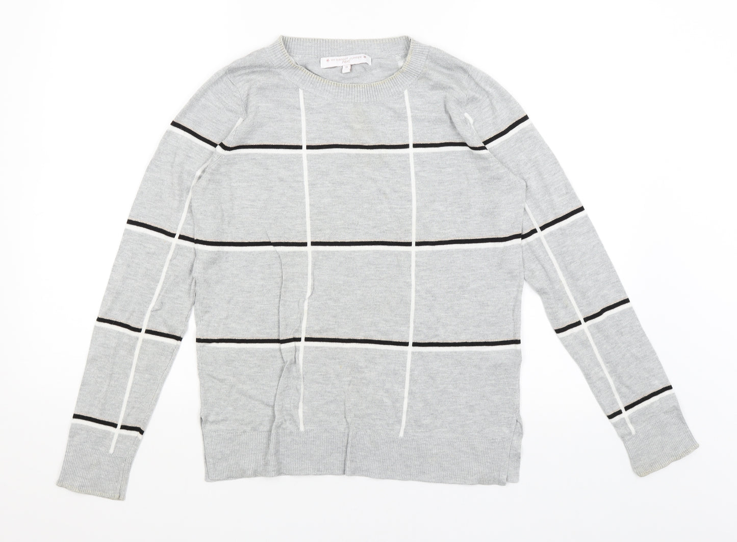 NEXT Womens Grey Check  Pullover Jumper Size 10