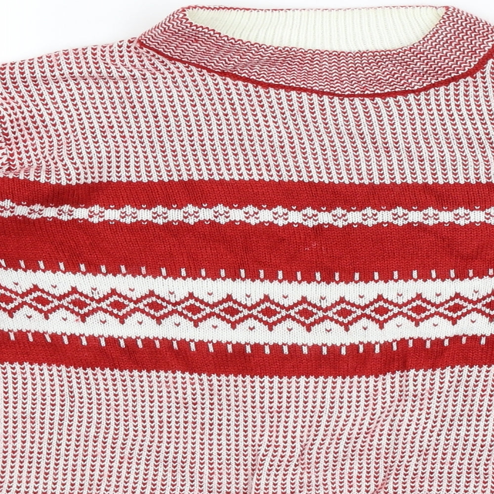 Damart Womens Red Geometric  Pullover Jumper Size 16
