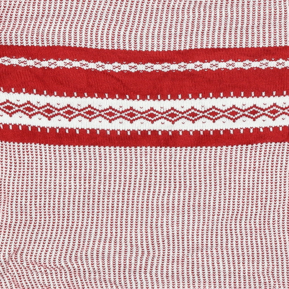 Damart Womens Red Geometric  Pullover Jumper Size 16