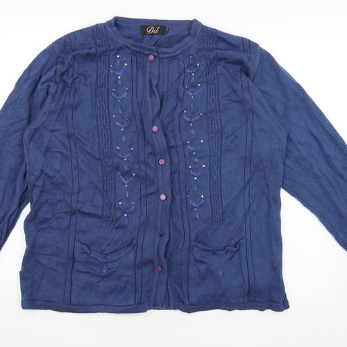 Dil Womens Blue   Cardigan Jumper Size XL
