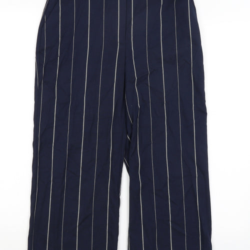 MNG Womens Blue Striped  Cropped Trousers Size 8 L20 in