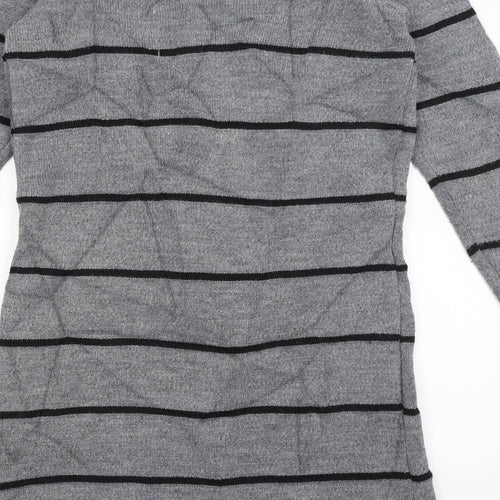 Susy Mix Womens Grey Striped  Cardigan Jumper Size S