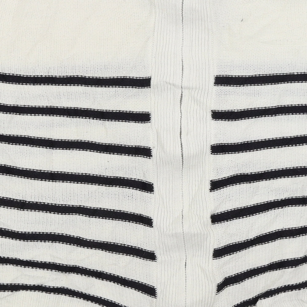 Brave Soul Womens White Striped  Full Zip Jumper Size 12