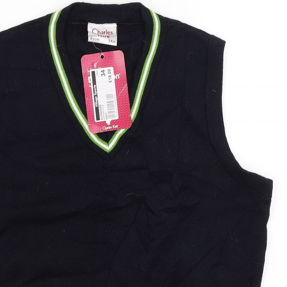 Charles Kirk Mens Blue   Vest Jumper Size S