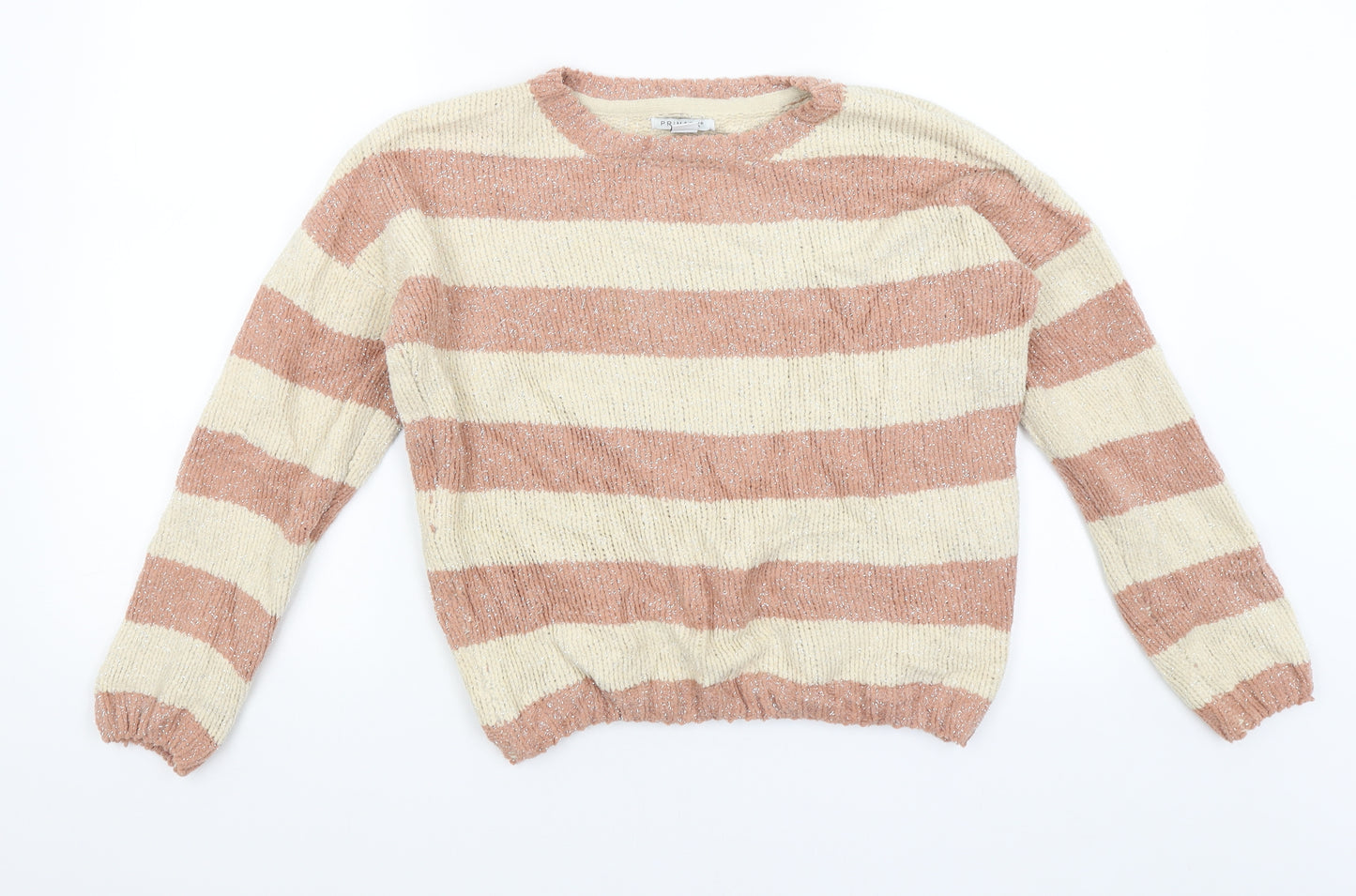 Primark Girls Pink Striped  Pullover Jumper Size 11-12 Years
