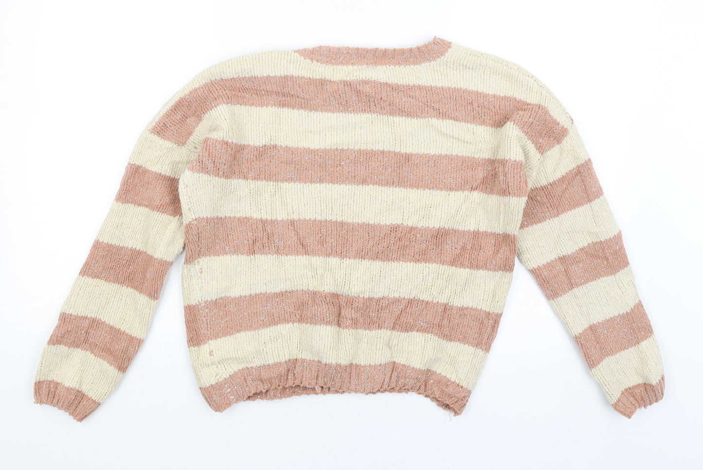 Primark Girls Pink Striped  Pullover Jumper Size 11-12 Years