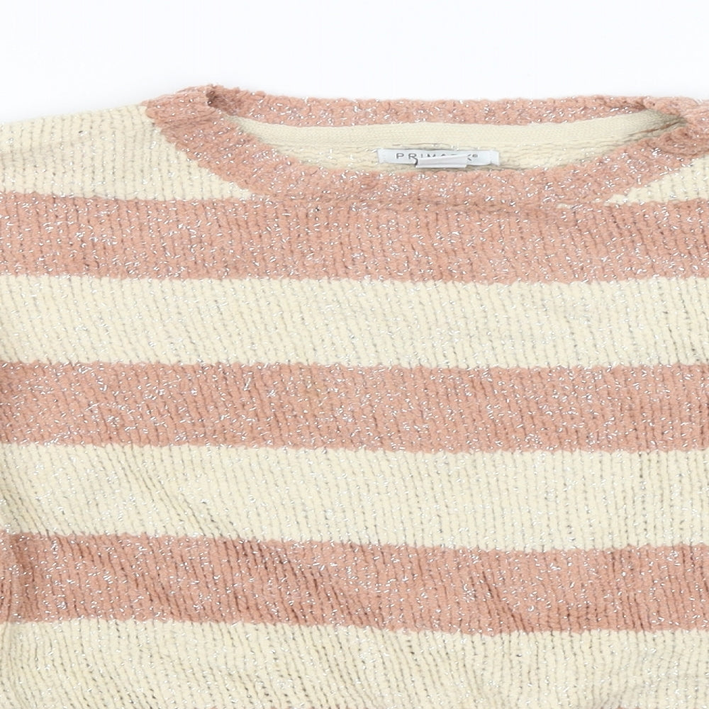 Primark Girls Pink Striped  Pullover Jumper Size 11-12 Years