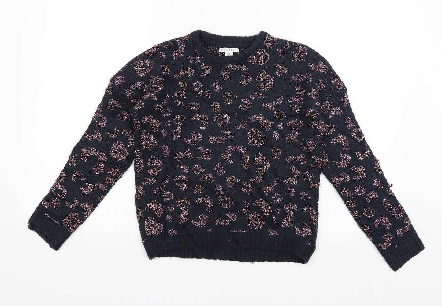 Primark Girls Blue Animal Print  Pullover Jumper Size 10-11 Years