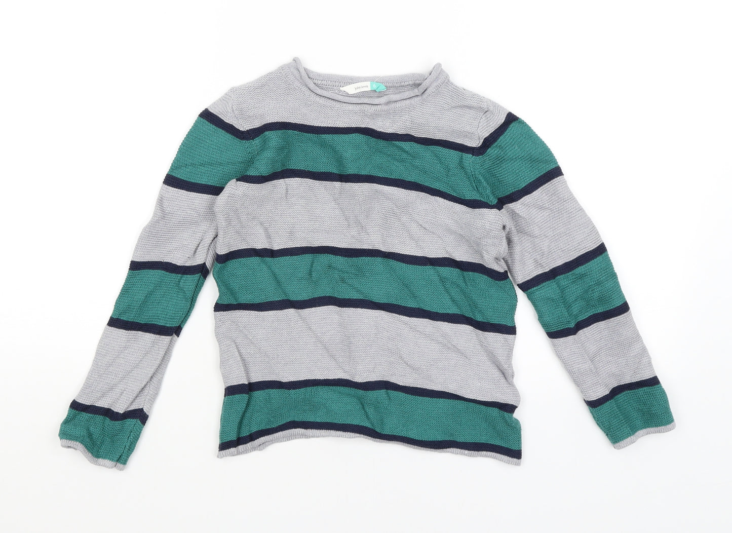 John Lewis Boys Grey Striped  Pullover Jumper Size 6 Years