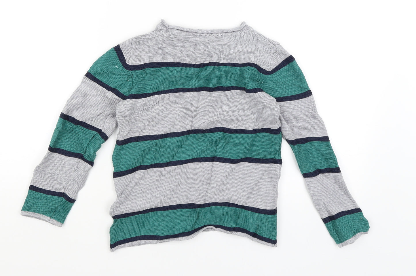 John Lewis Boys Grey Striped  Pullover Jumper Size 6 Years