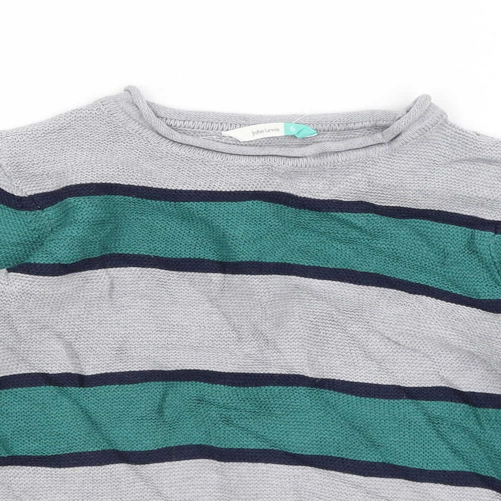 John Lewis Boys Grey Striped  Pullover Jumper Size 6 Years