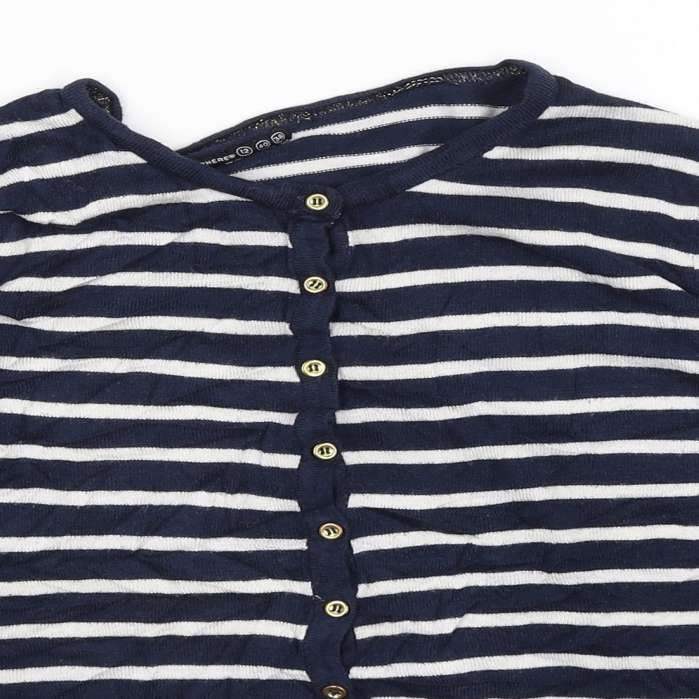 Atmosphere Womens Blue Striped  Cardigan Jumper Size 12