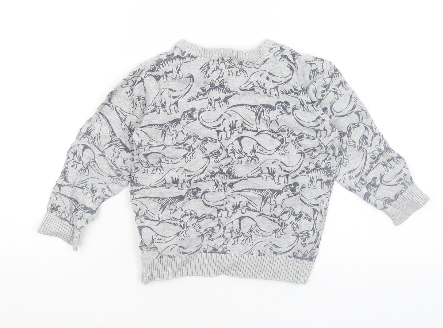 M&S Boys Grey   Pullover Sweatshirt Size 3-4 Years  - Dinosaurs