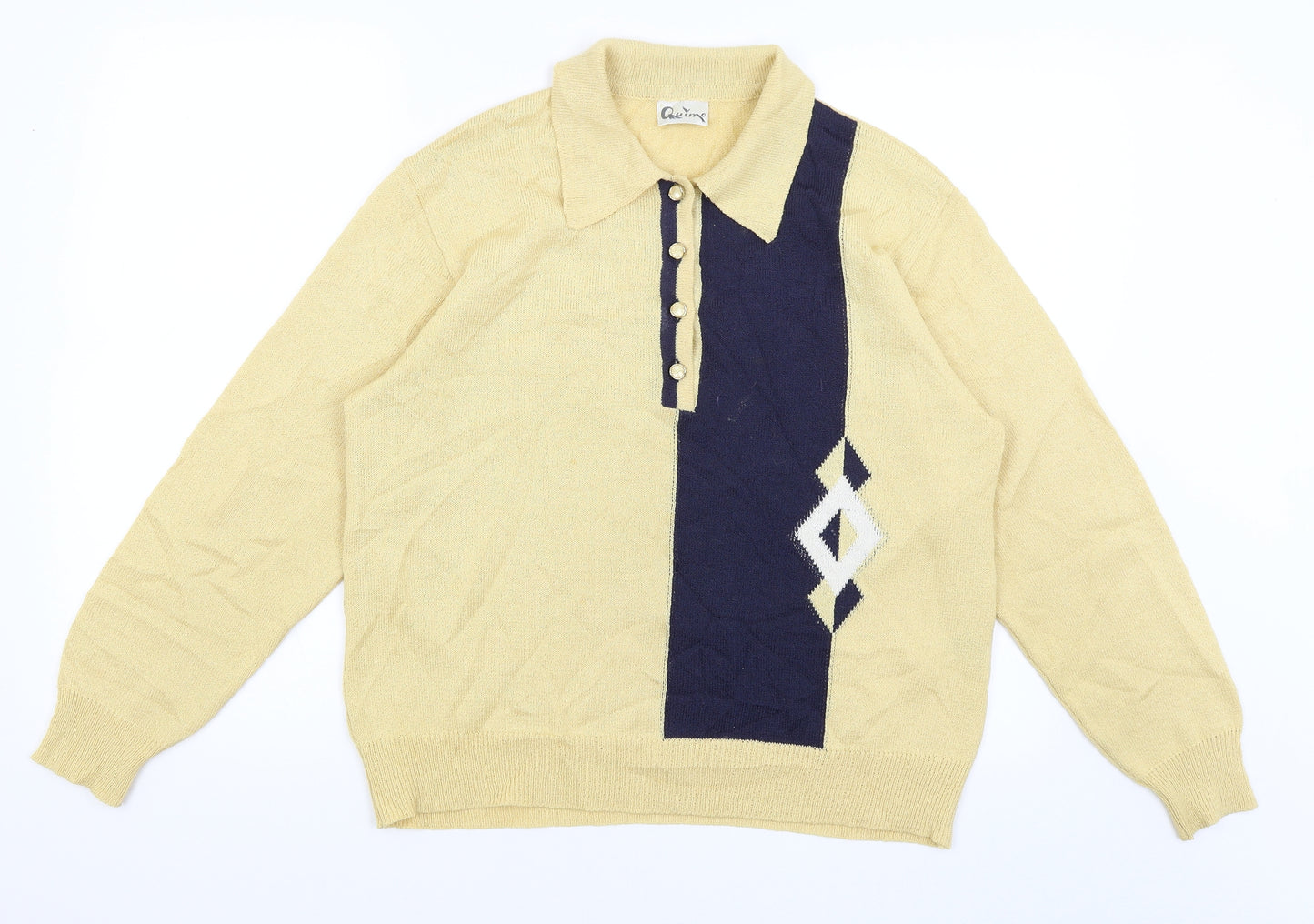 Quimo Mens Yellow   Pullover Jumper Size L