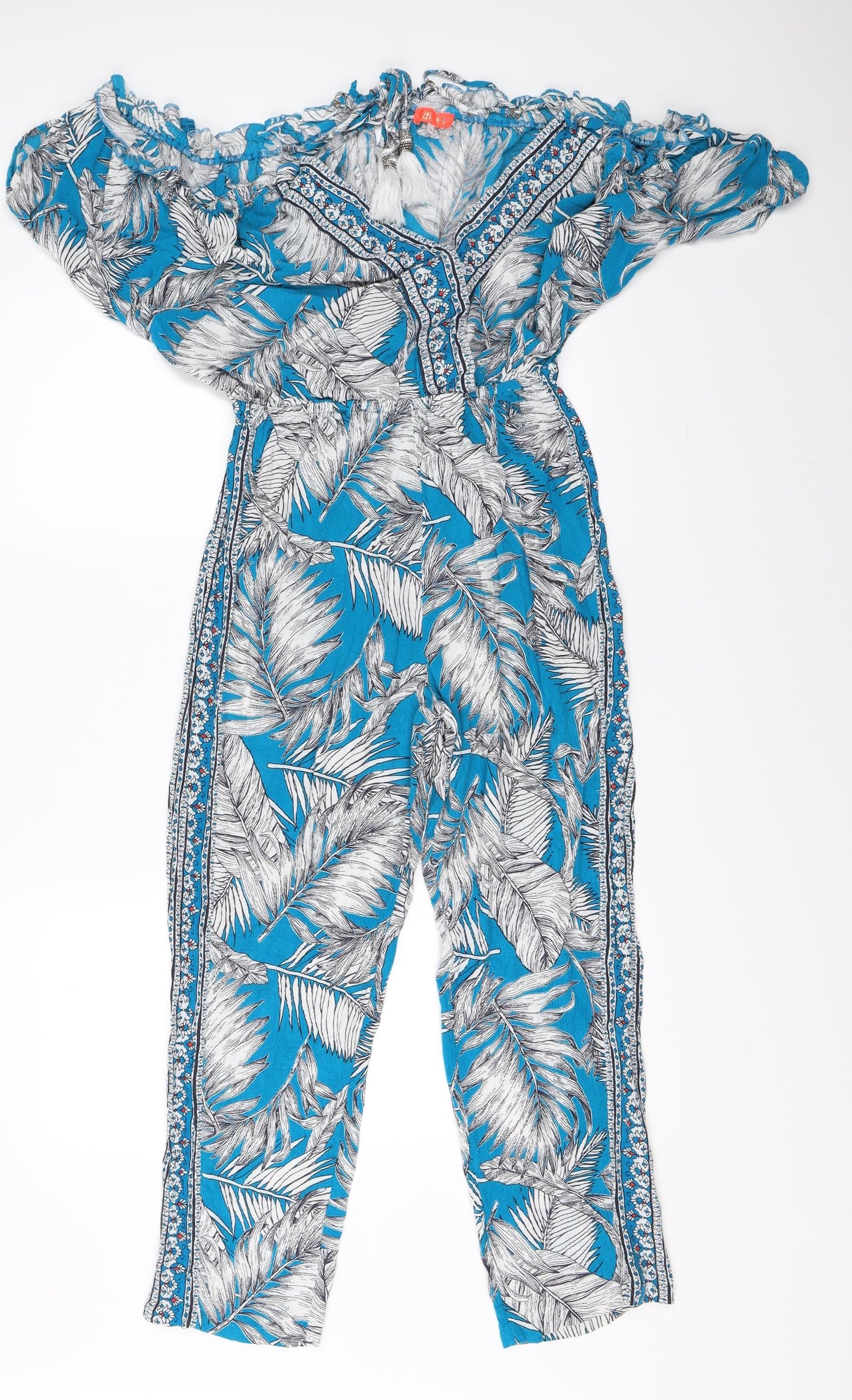 River Island Womens Blue Geometric  Jumpsuit One-Piece Size 10