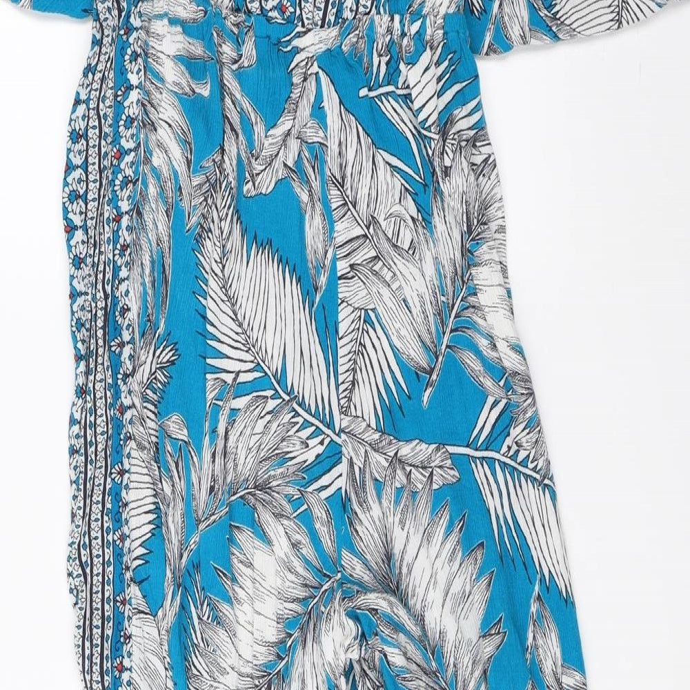 River Island Womens Blue Geometric  Jumpsuit One-Piece Size 10