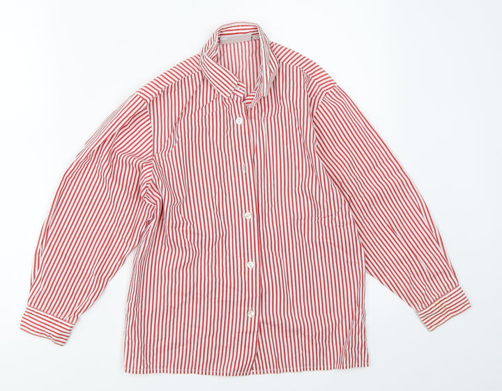 Denby Dale Boys Red Striped Basic Button-Up Size 8 Years