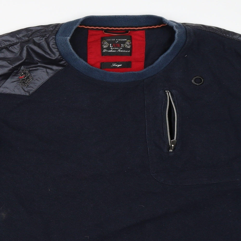 Luke Mens Blue   Pullover Sweatshirt Size L