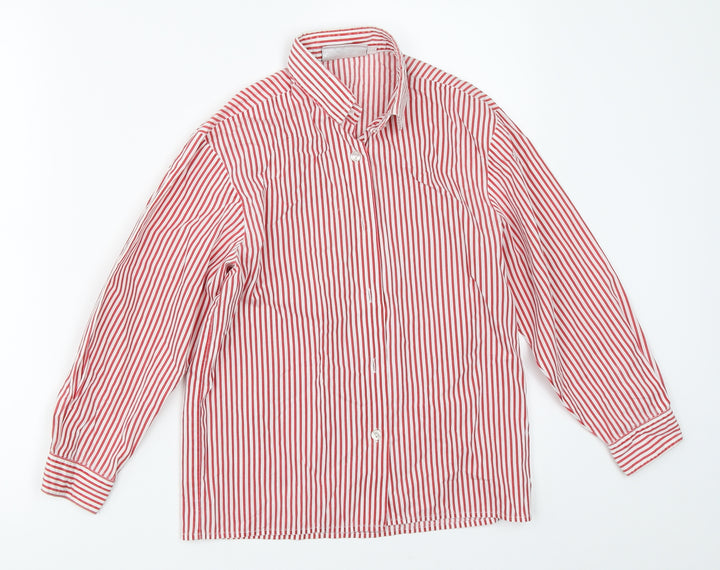 Denby Dale Boys Red Striped  Basic Button-Up Size 8 Years