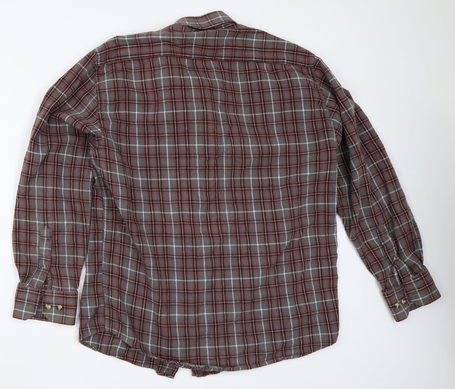 Easy Mens Grey Check   Button-Up Size L