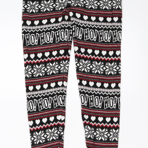 F&F Womens Black Fair Isle  Capri Leggings Size 8 L28.5 in