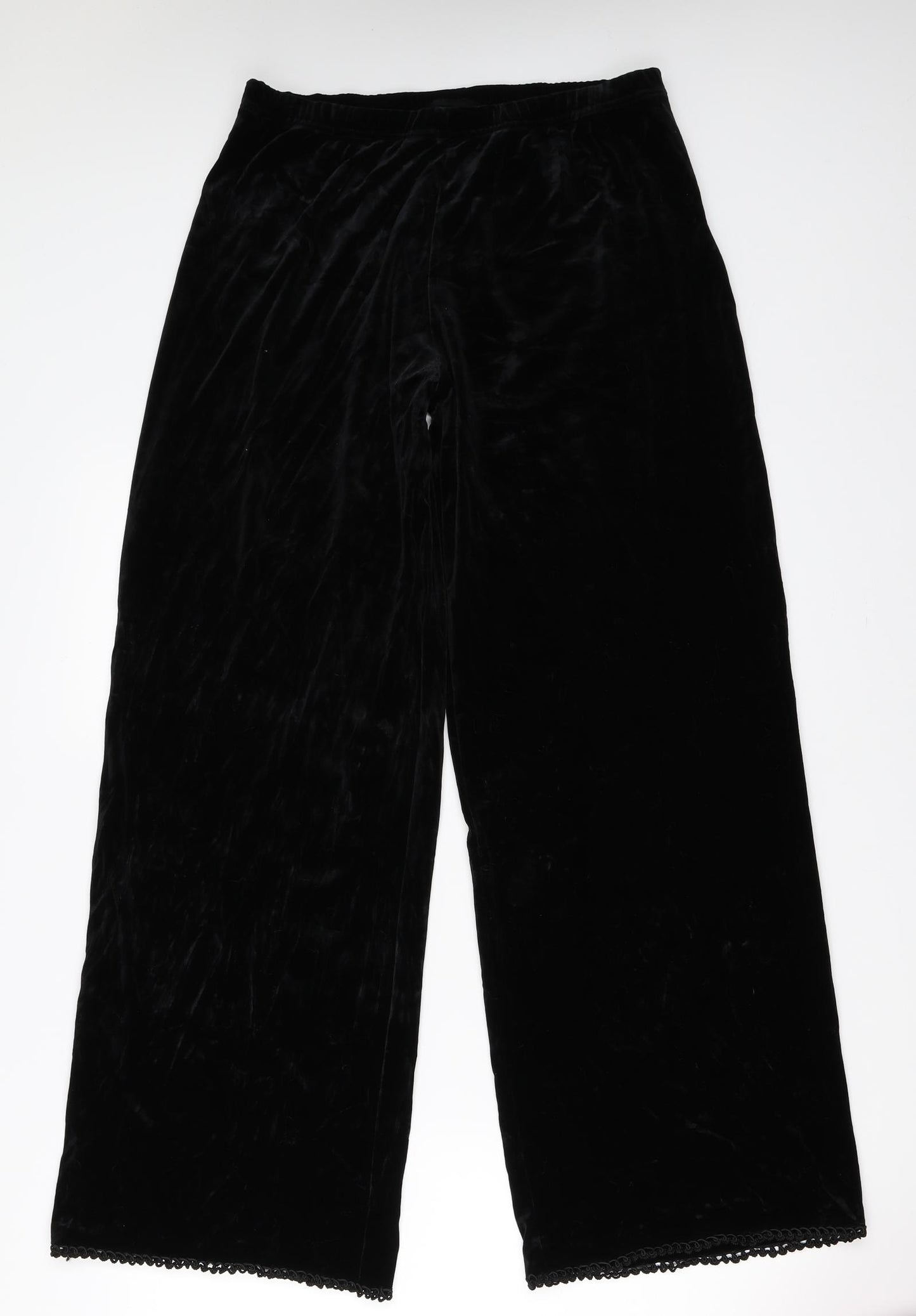 Whisper Womens Black  Velour Trousers  Size 16 L29 in