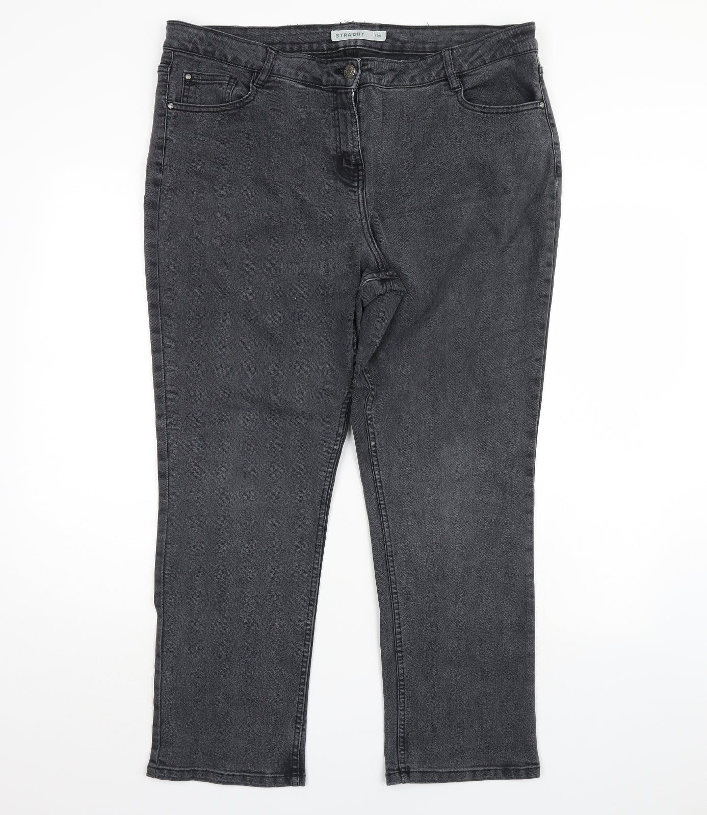 Preworn Womens Grey  Denim Straight Jeans Size 18 L27 in