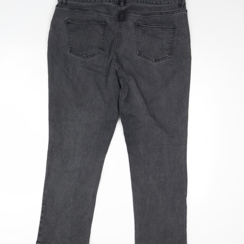 Preworn Womens Grey  Denim Straight Jeans Size 18 L27 in