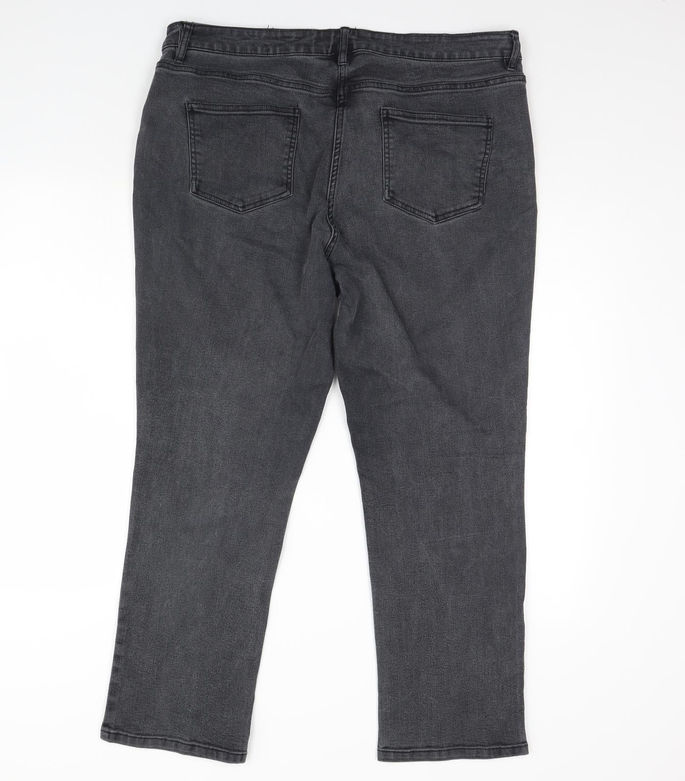 Preworn Womens Grey  Denim Straight Jeans Size 18 L27 in