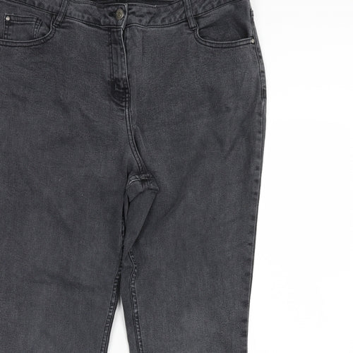 Preworn Womens Grey  Denim Straight Jeans Size 18 L27 in