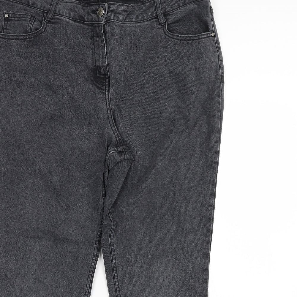 Preworn Womens Grey  Denim Straight Jeans Size 18 L27 in