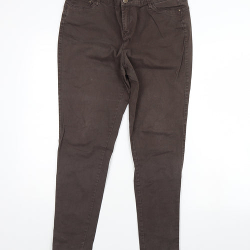 Denim & Co. Womens Brown  Denim Skinny Jeans Size 14 L28 in