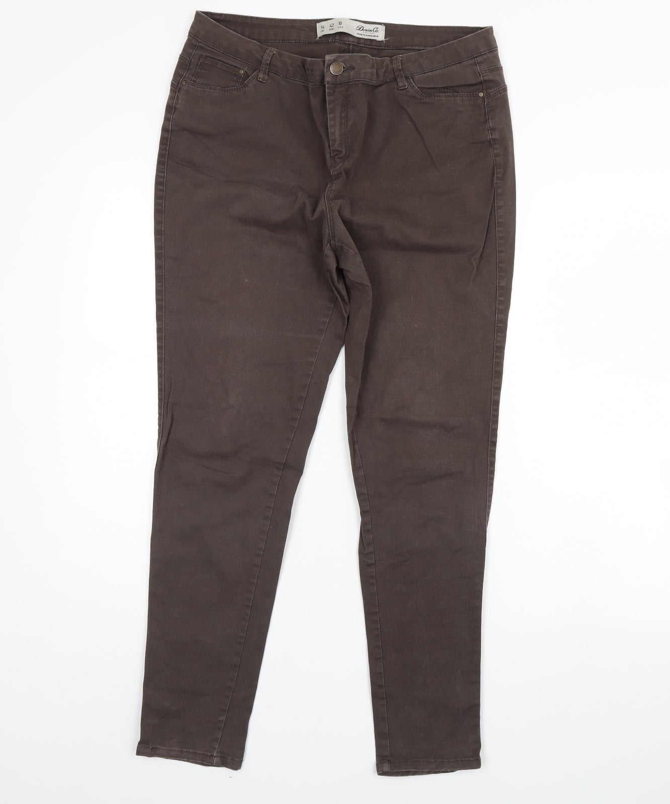 Denim & Co. Womens Brown  Denim Skinny Jeans Size 14 L28 in