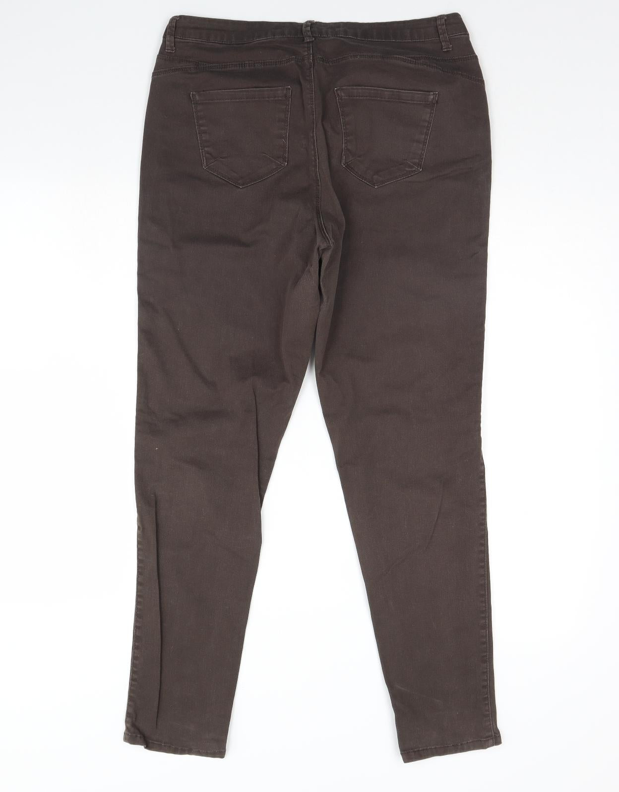 Denim & Co. Womens Brown  Denim Skinny Jeans Size 14 L28 in
